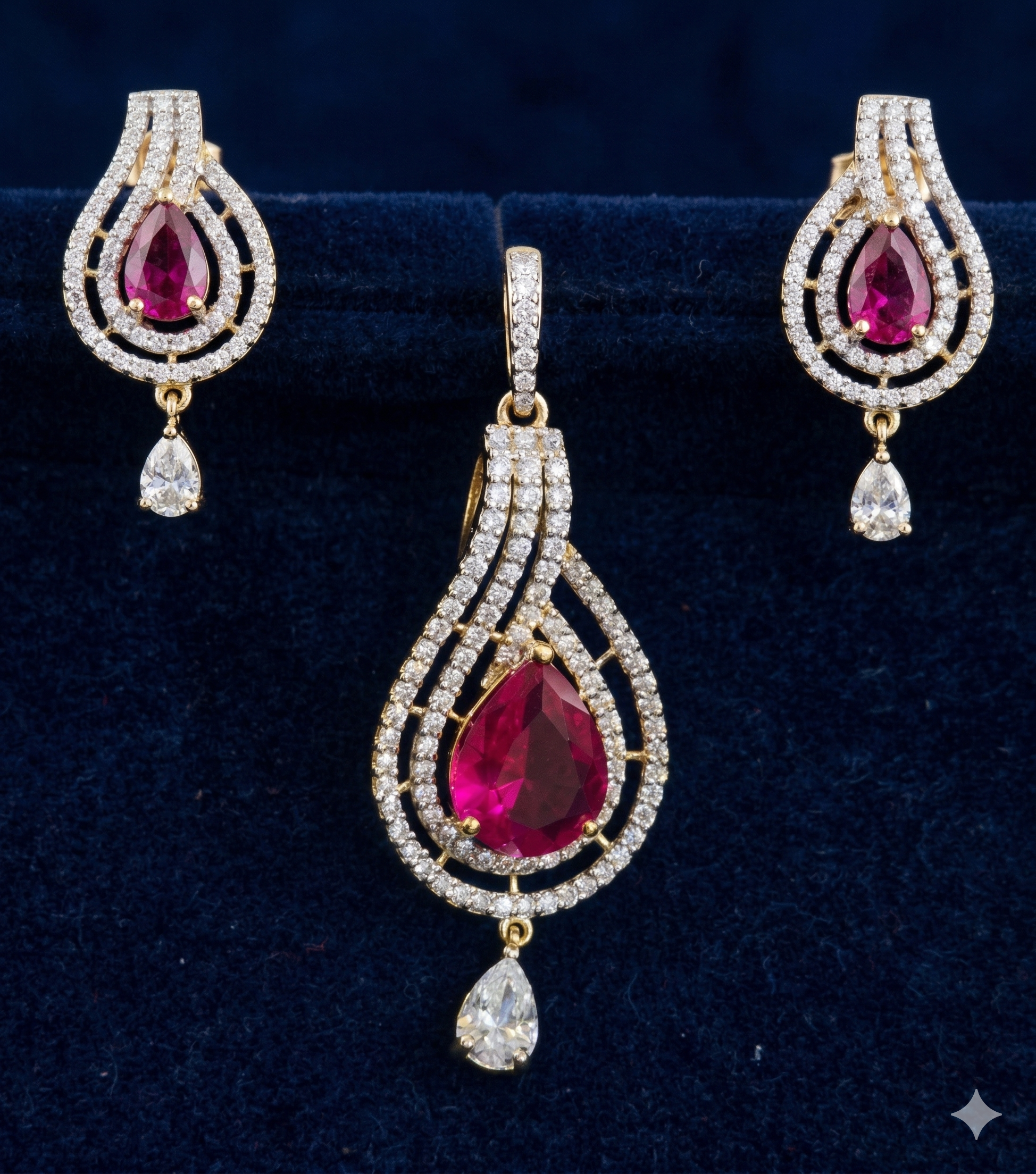 Swarovski Ruby Pendant Set